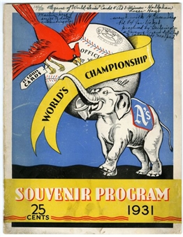 1931 World Series Program